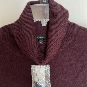 Apt 9 Dark Plum Cowl Neck legging sweater with lace bottom trim